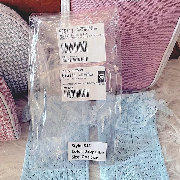 Baby Blue Ruffle Socks | Dolls Kill | One Size | - Picture 3 of 9